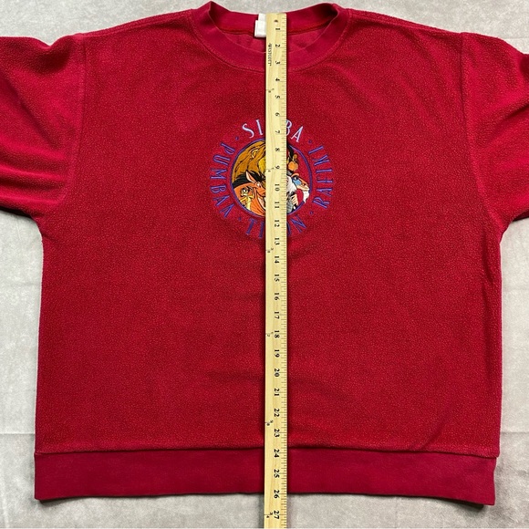 Vintage Disney Lion King Sweater Adult M Red 90s Disney Store Fleece Pullover - Picture 12 of 15